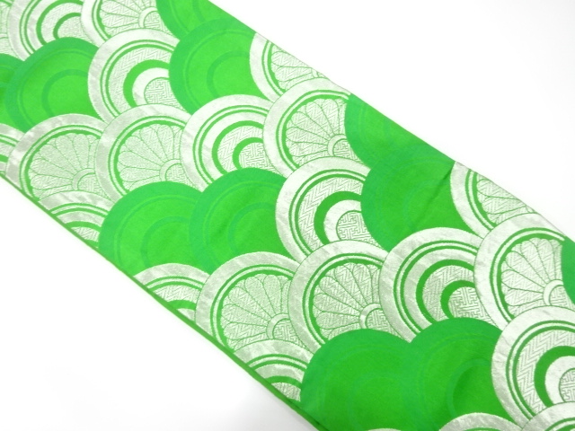 JAPANESE KIMONO / ANTIQUE OBI FOR KIDS / WOVEN SEIGAIHA & KIKU